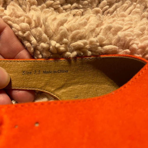 Orange suede stacked platform heels - Picture 4 of 5